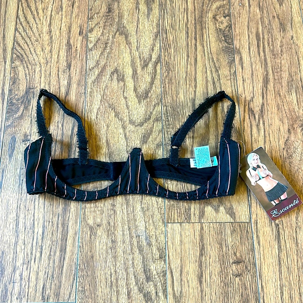 Escante lingerie bra pinstripe school girl boudoir top sexy new size small
